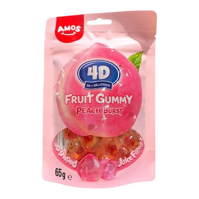 Amos 4D Juicy Burst Peach Fruit Gummy 65 g